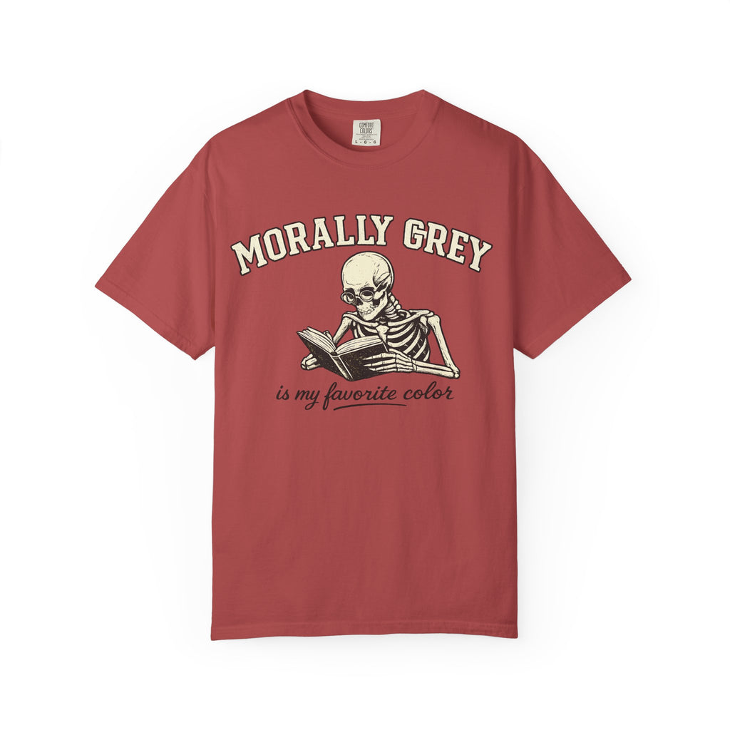 Morally Grey Skeleton Tee — "Morally Grey is My Favorite Color" Graphic T-Shirt