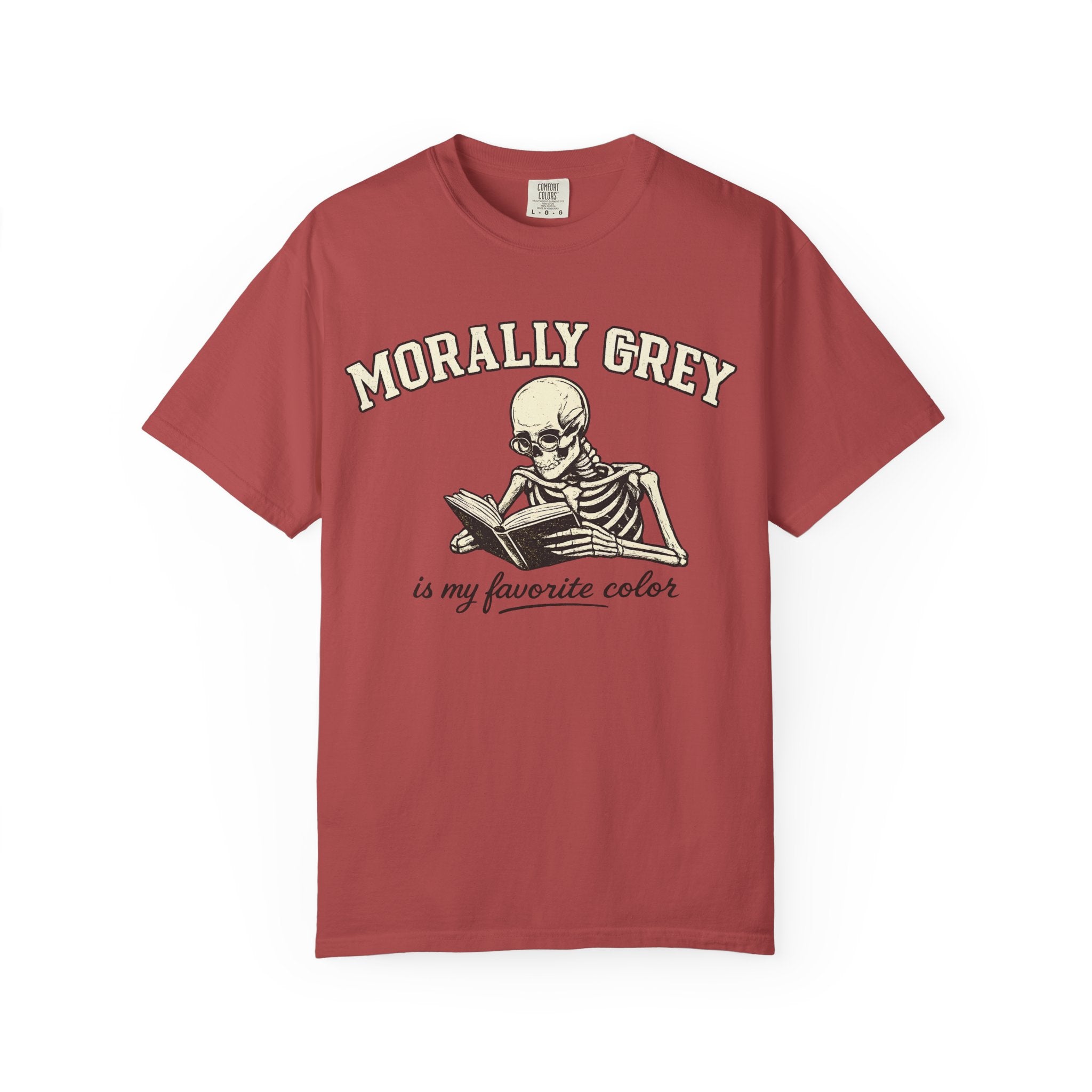 Morally Grey Skeleton Tee — "Morally Grey is My Favorite Color" Graphic T-Shirt