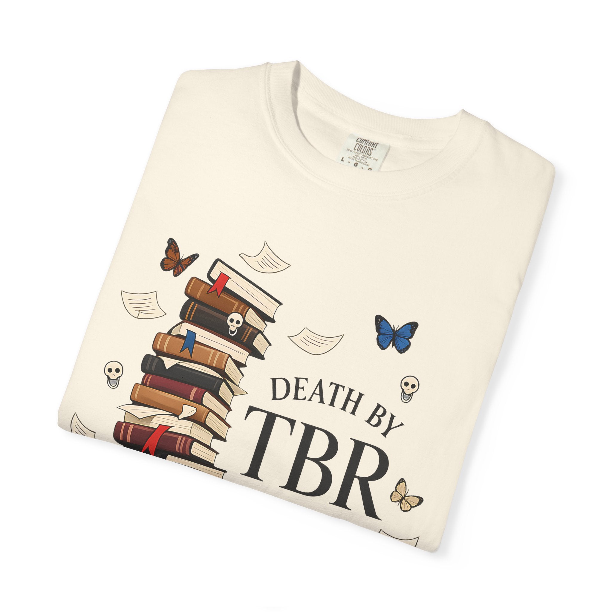 Death by TBR Book Stack T-Shirt — Reader Gift Graphic Tee