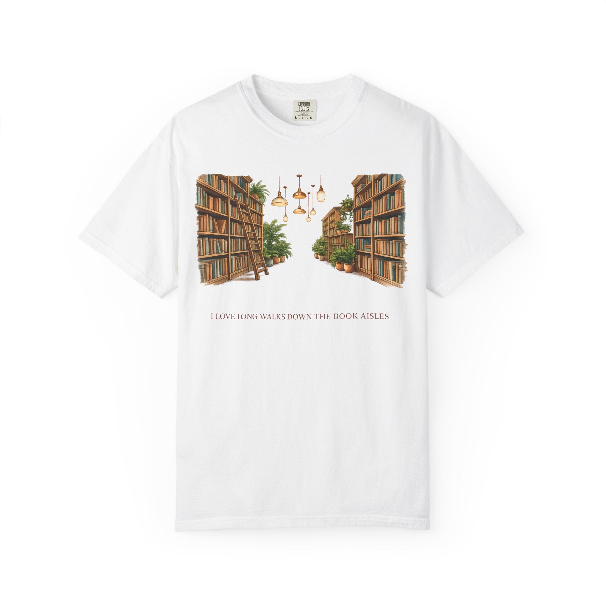 Book Nook T-Shirt — 'I Long Long Walk Down The Book Aisles' Literary Tee