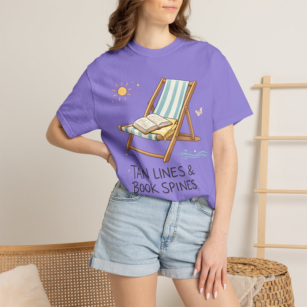 Beach Reading T-Shirt — "Tan Lines & Book Spines" Summer Reader Tee