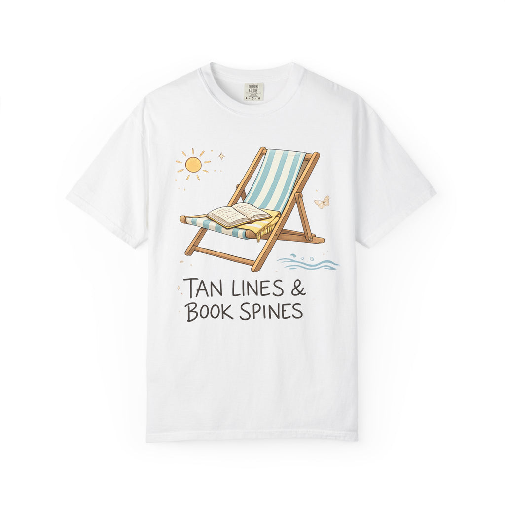 Beach Reading T-Shirt — "Tan Lines & Book Spines" Summer Reader Tee