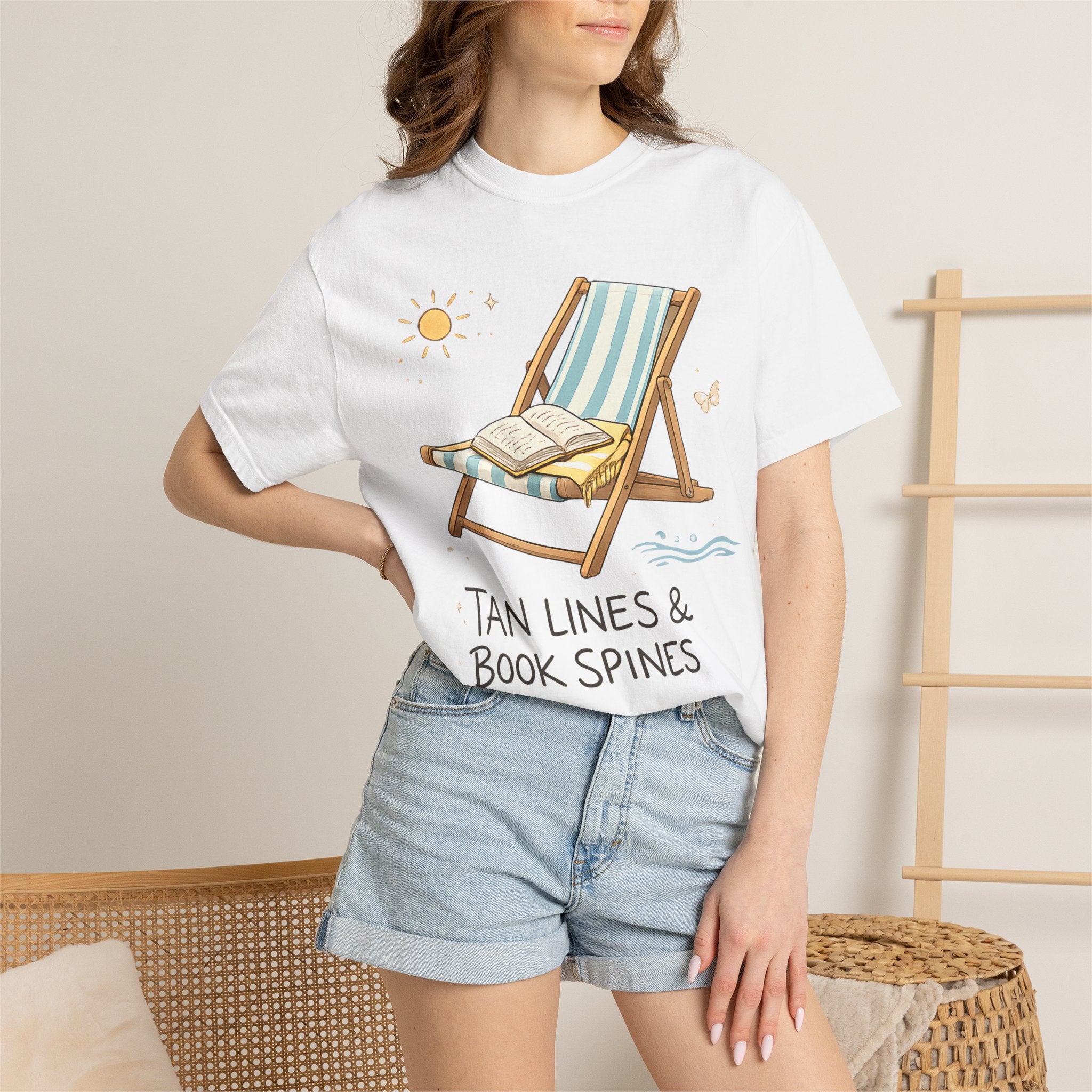 Beach Reading T-Shirt — "Tan Lines & Book Spines" Summer Reader Tee