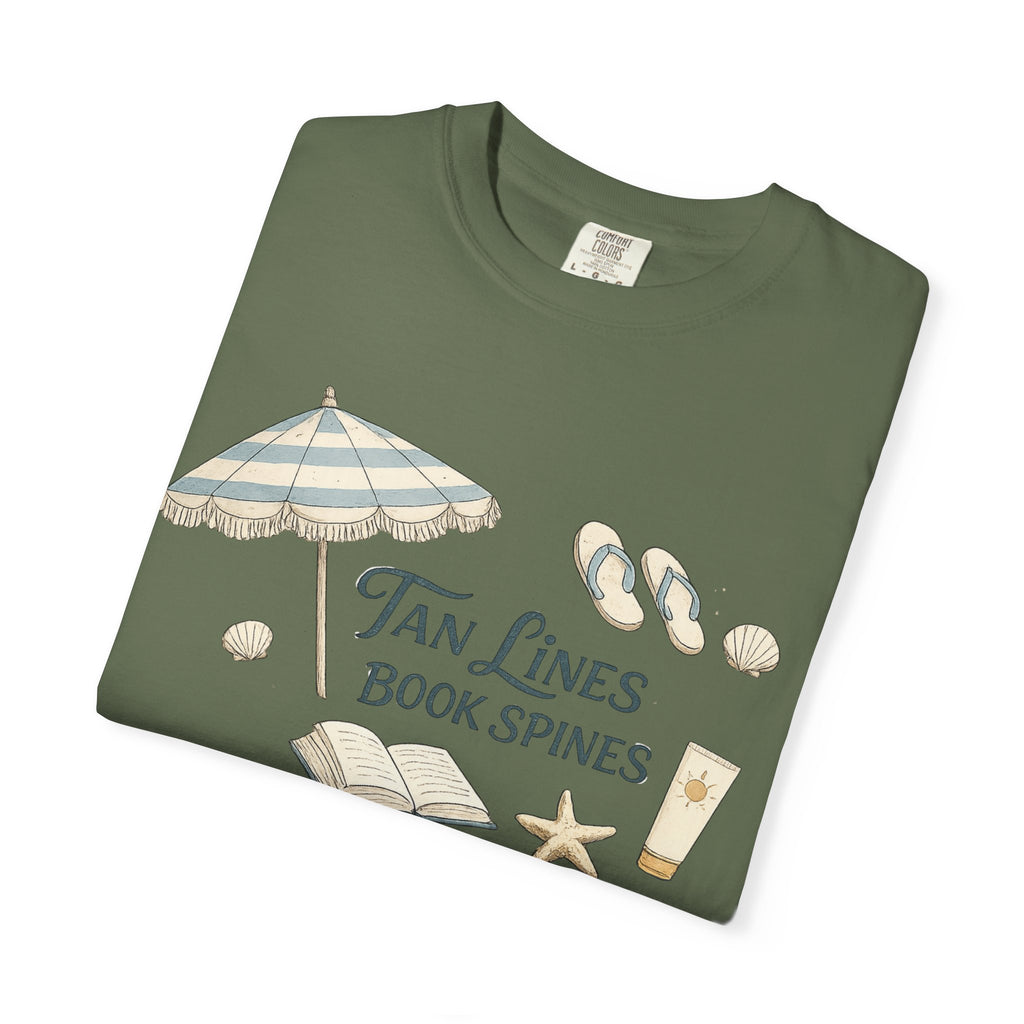 Beach Reading T-Shirt — "Tan Lines, Book Spines" Summer Graphic Tee