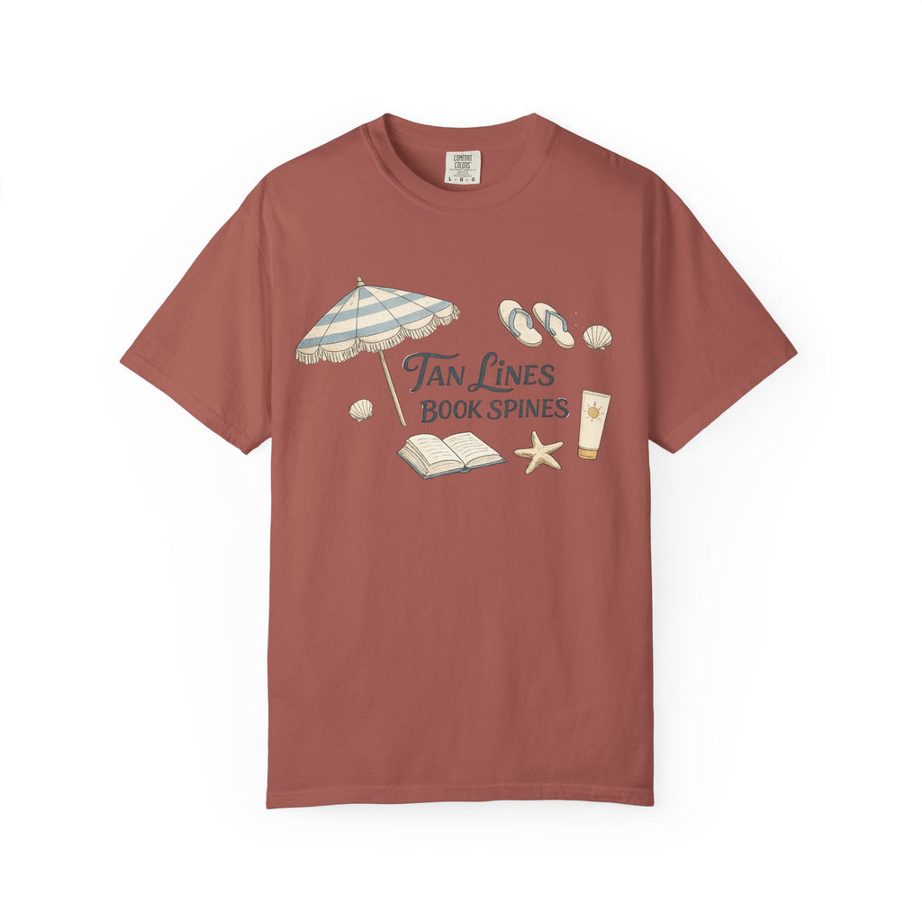 Beach Reading T-Shirt — "Tan Lines, Book Spines" Summer Graphic Tee