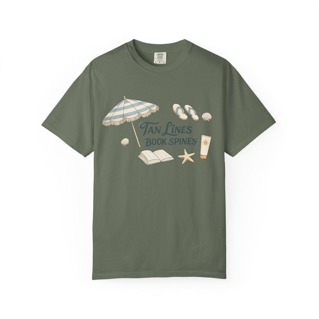 Beach Reading T-Shirt — "Tan Lines, Book Spines" Summer Graphic Tee