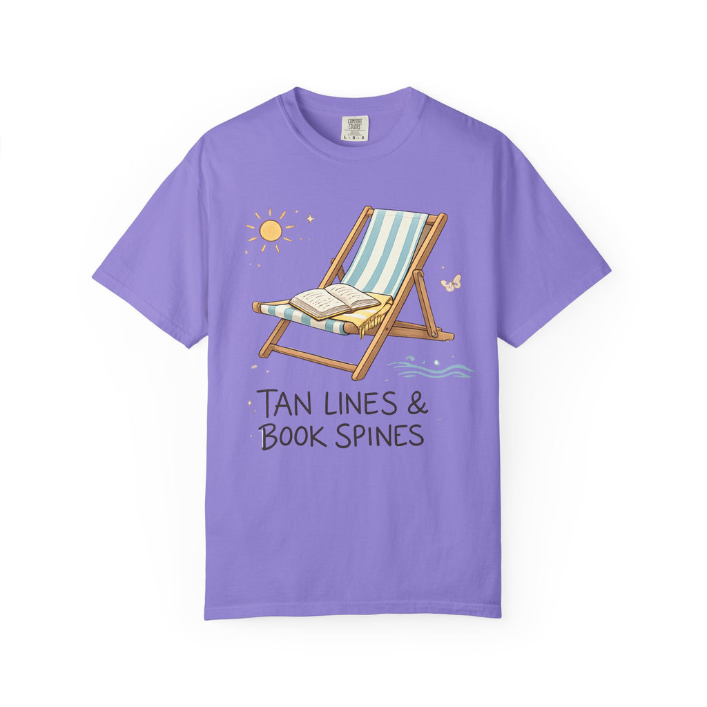 Beach Reading T-Shirt — "Tan Lines & Book Spines" Summer Reader Tee