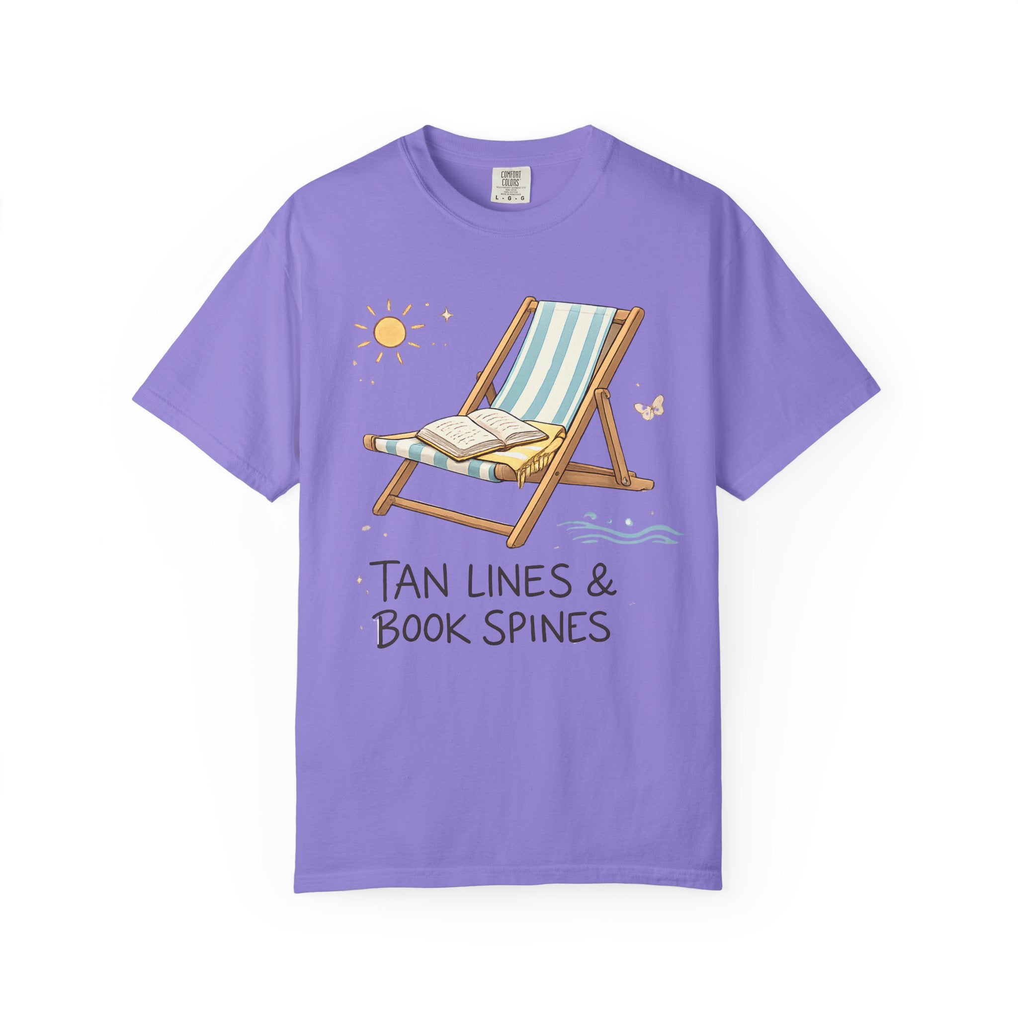 Beach Reading T-Shirt — "Tan Lines & Book Spines" Summer Reader Tee