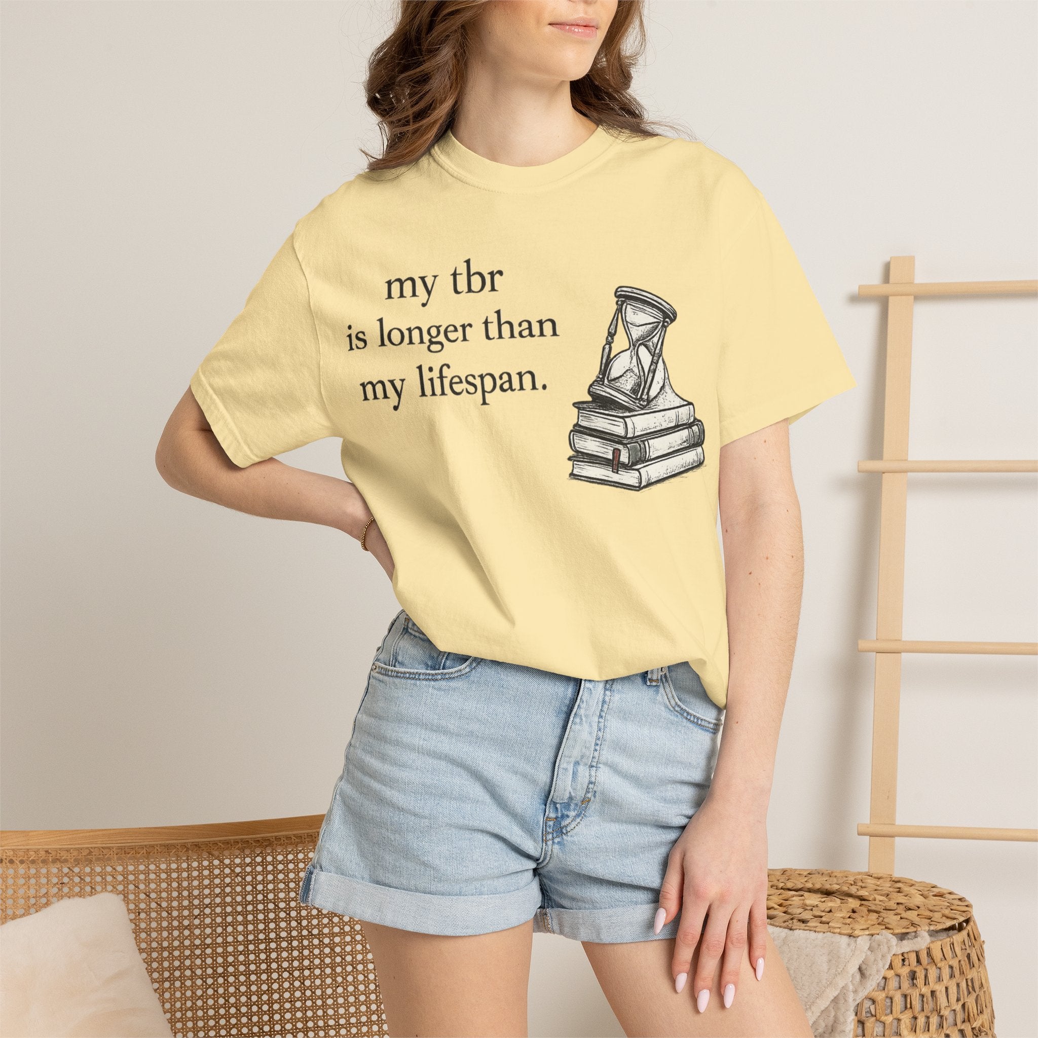 Book Lover T‑Shirt — “my tbr is longer than my lifespan” Graphic Tee