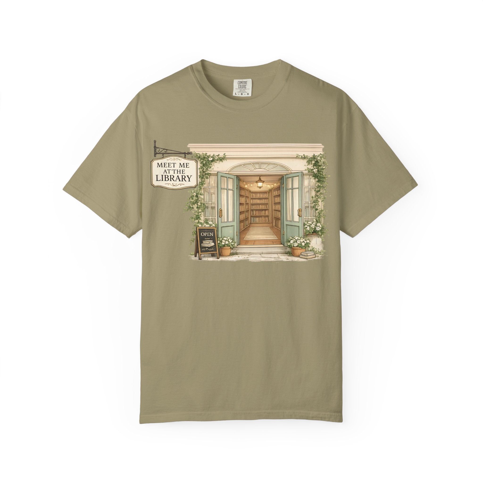 Meet Me at the Library T-Shirt — Cozy Bookshop Illustration Tee