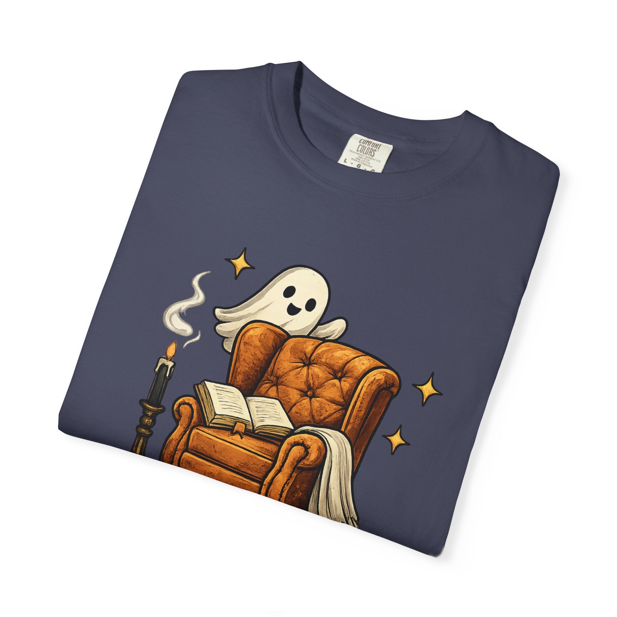 T-Shirt — “One More Chapter or I’ll Haunt You” Ghost Reading Tee