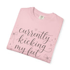 Graphic T-Shirt — “Currently Kicking My Feet Over Fictional Men” Printed Tee for Book Lovers