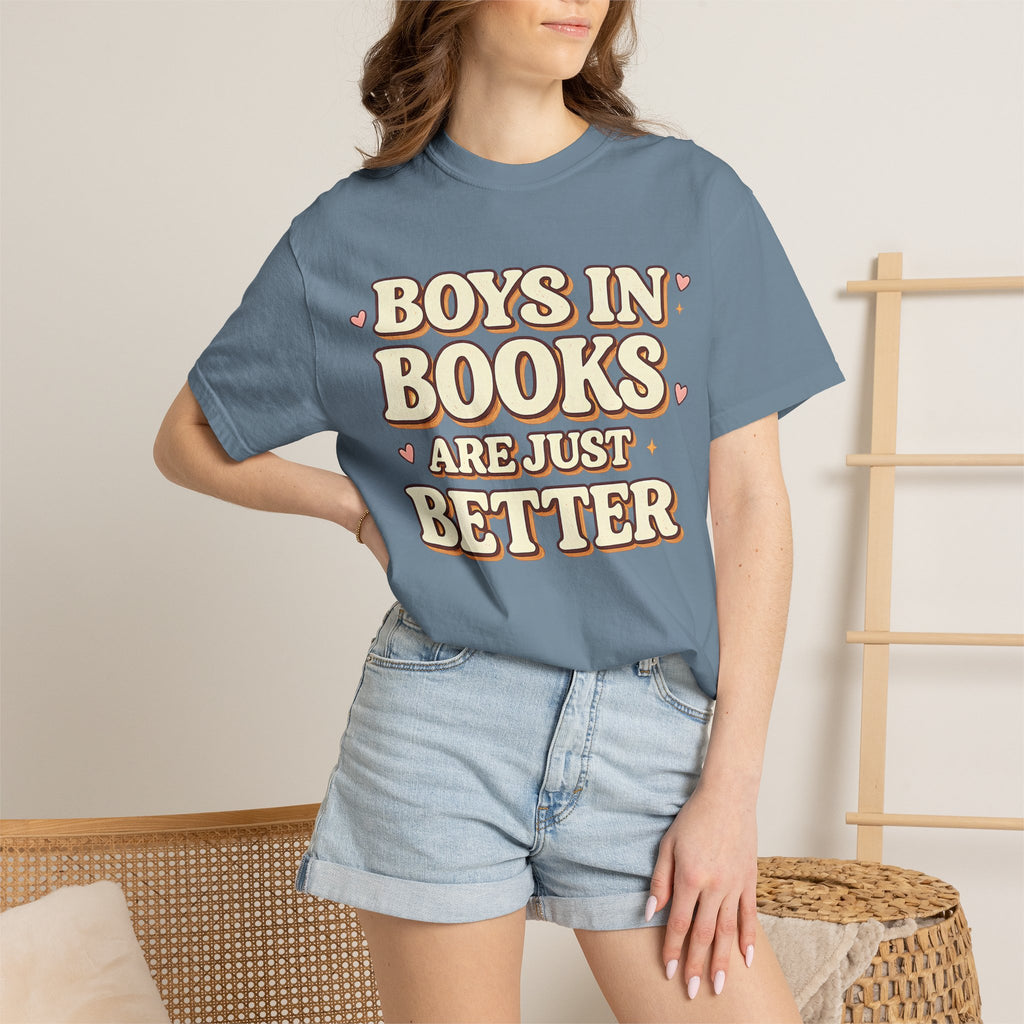 T-Shirt — "Boys in Books Are Just Better" Retro Literary Tee
