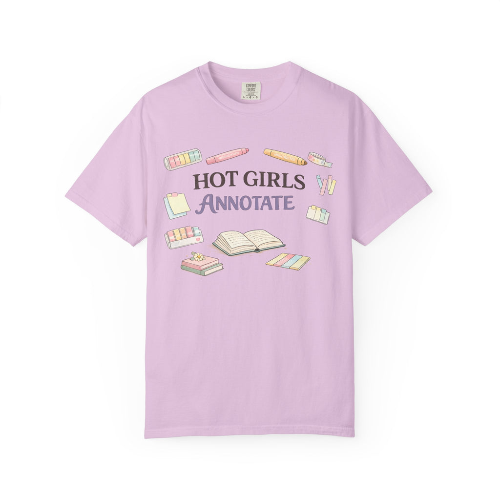 Hot Girls Annotate T-Shirt — Cute Study/Bookish Graphic Tee for Students & Readers