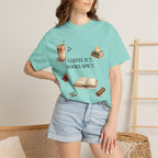 Coffee Icy, Books Spicy T-Shirt — Literary Coffee Lover Tee