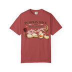 Pumpkin Spice and Plot Twists T-Shirt: Vintage Autumn Flatlay Graphic Tee