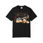 Pumpkin Spice and Plot Twists T-Shirt: Vintage Autumn Flatlay Graphic Tee