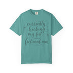 Graphic T-Shirt — “Currently Kicking My Feet Over Fictional Men” Printed Tee for Book Lovers