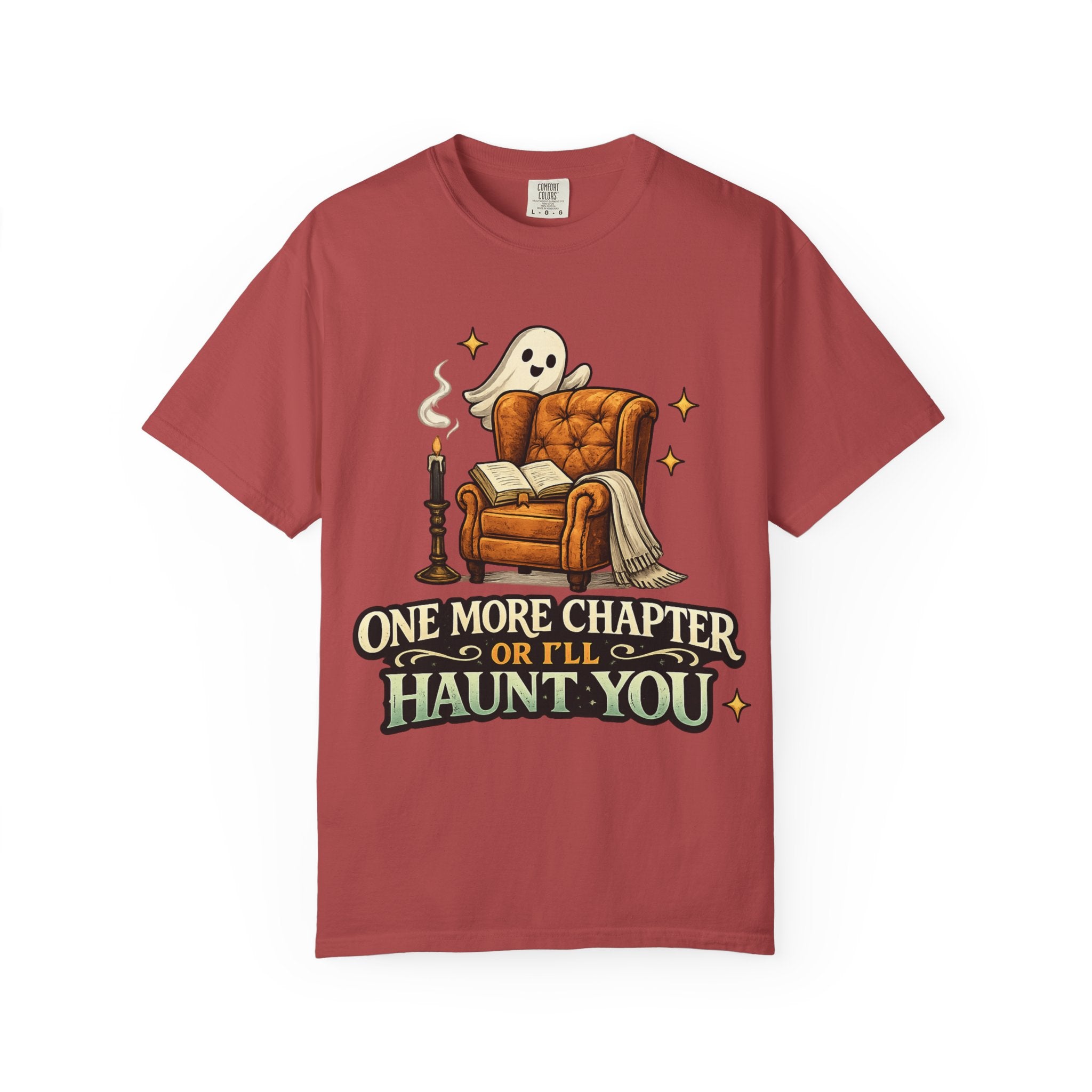 T-Shirt — “One More Chapter or I’ll Haunt You” Ghost Reading Tee