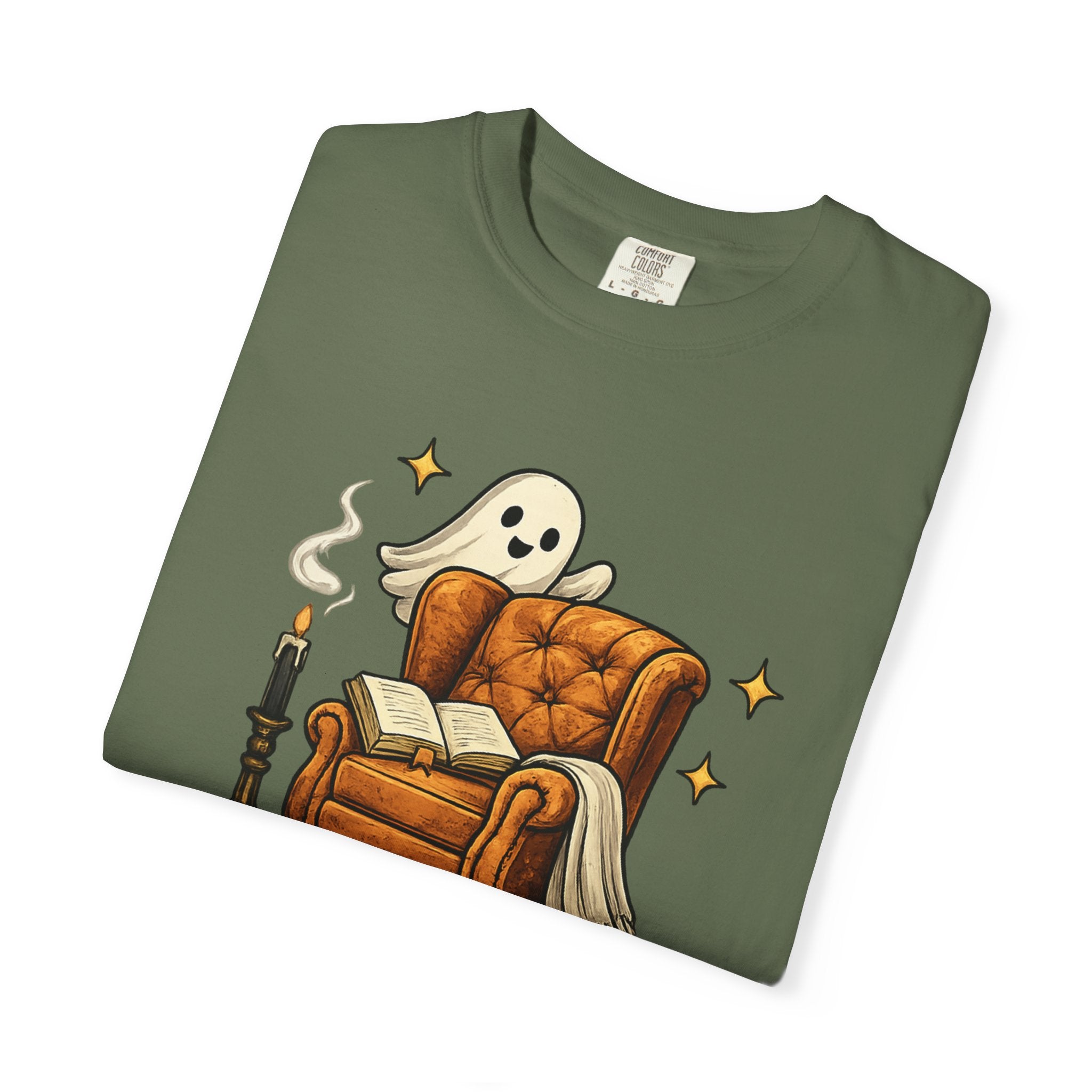 T-Shirt — “One More Chapter or I’ll Haunt You” Ghost Reading Tee