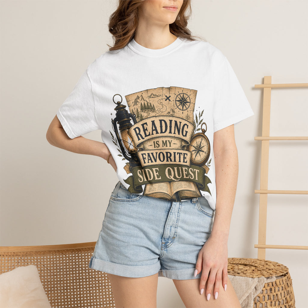 Reading Is My Favorite Side Quest T-Shirt — Adventure Book Lover Tee
