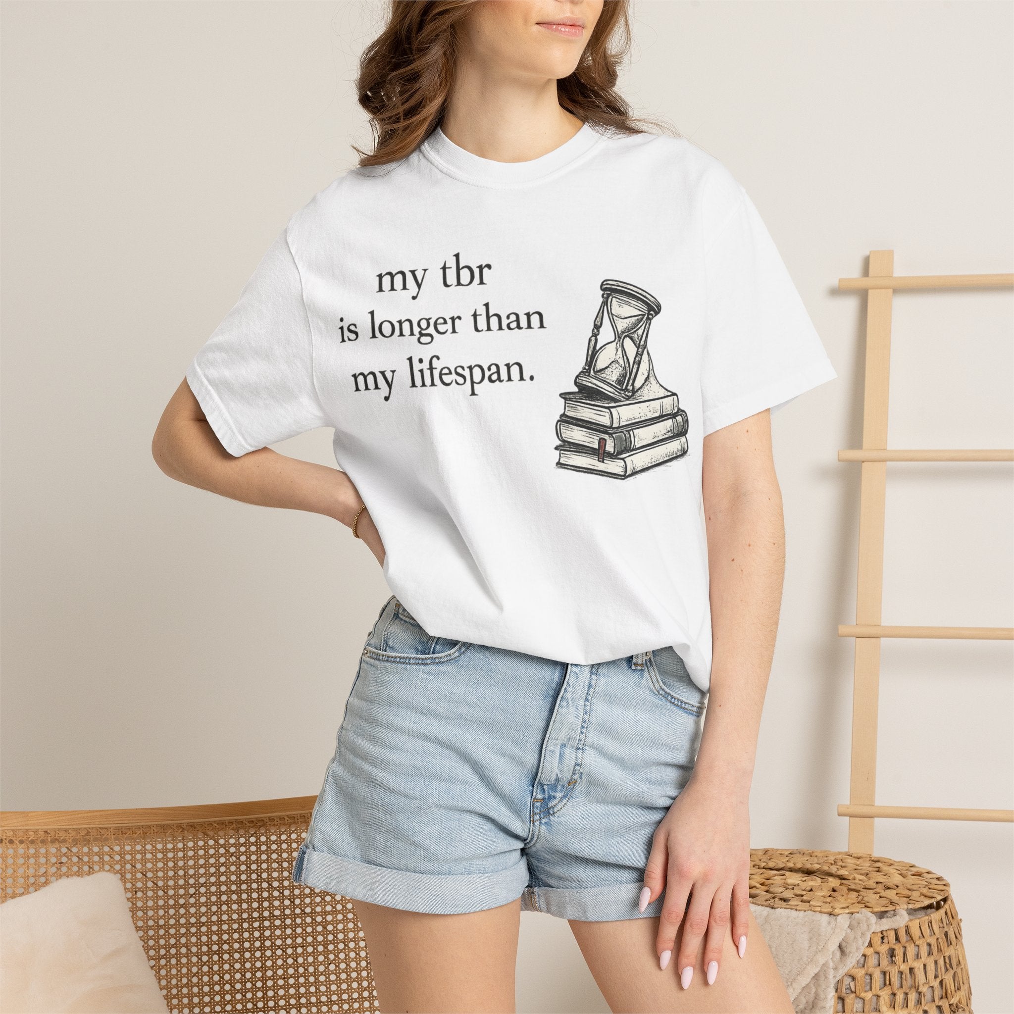 Book Lover T‑Shirt — “my tbr is longer than my lifespan” Graphic Tee