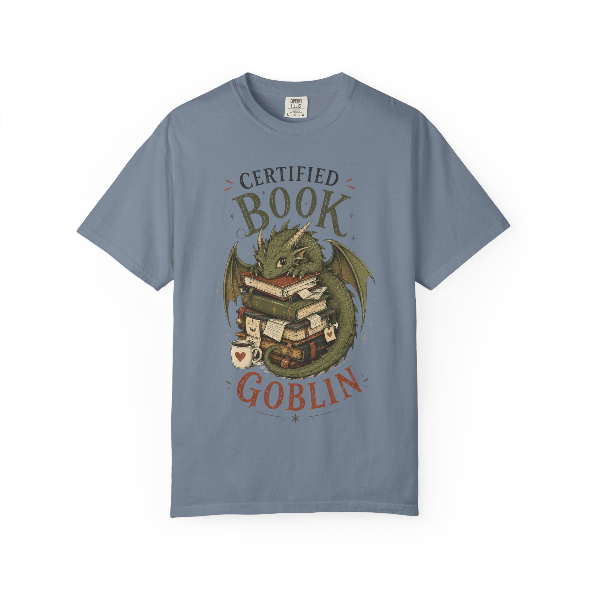 Certified Book Goblin T-Shirt — Cute Dragon Reading Graphic Tee for Book Lovers