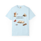 Coffee Icy, Books Spicy T-Shirt — Literary Coffee Lover Tee