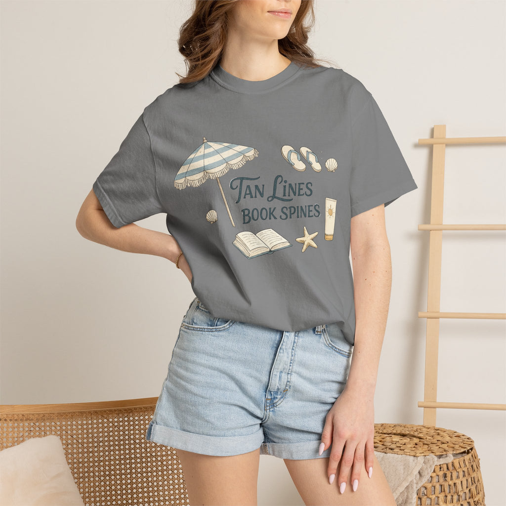 Beach Reading T-Shirt — "Tan Lines, Book Spines" Summer Graphic Tee