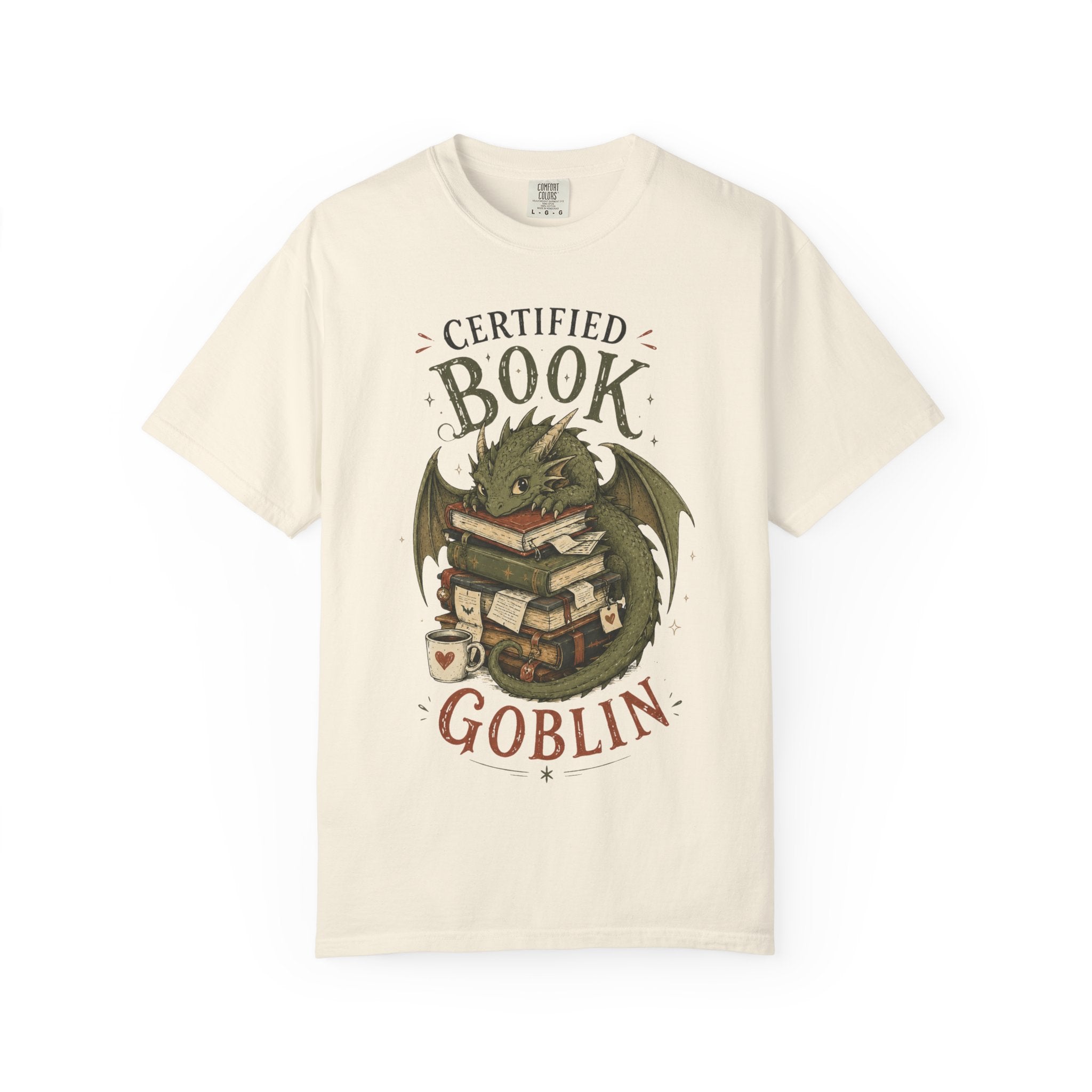 Certified Book Goblin T-Shirt — Cute Dragon Reading Graphic Tee for Book Lovers