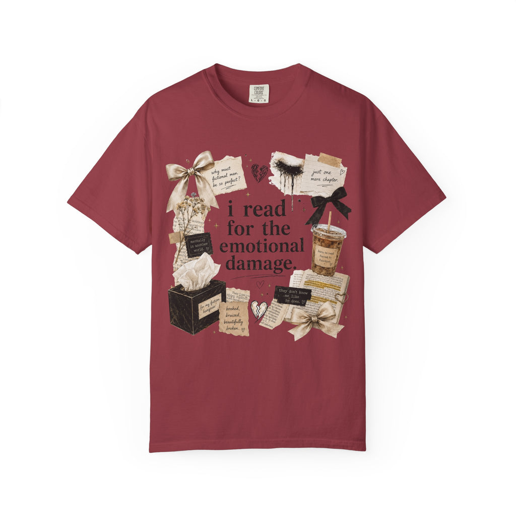 I Read For The Emotional Damage T-Shirt — Book Lover Graphic Tee