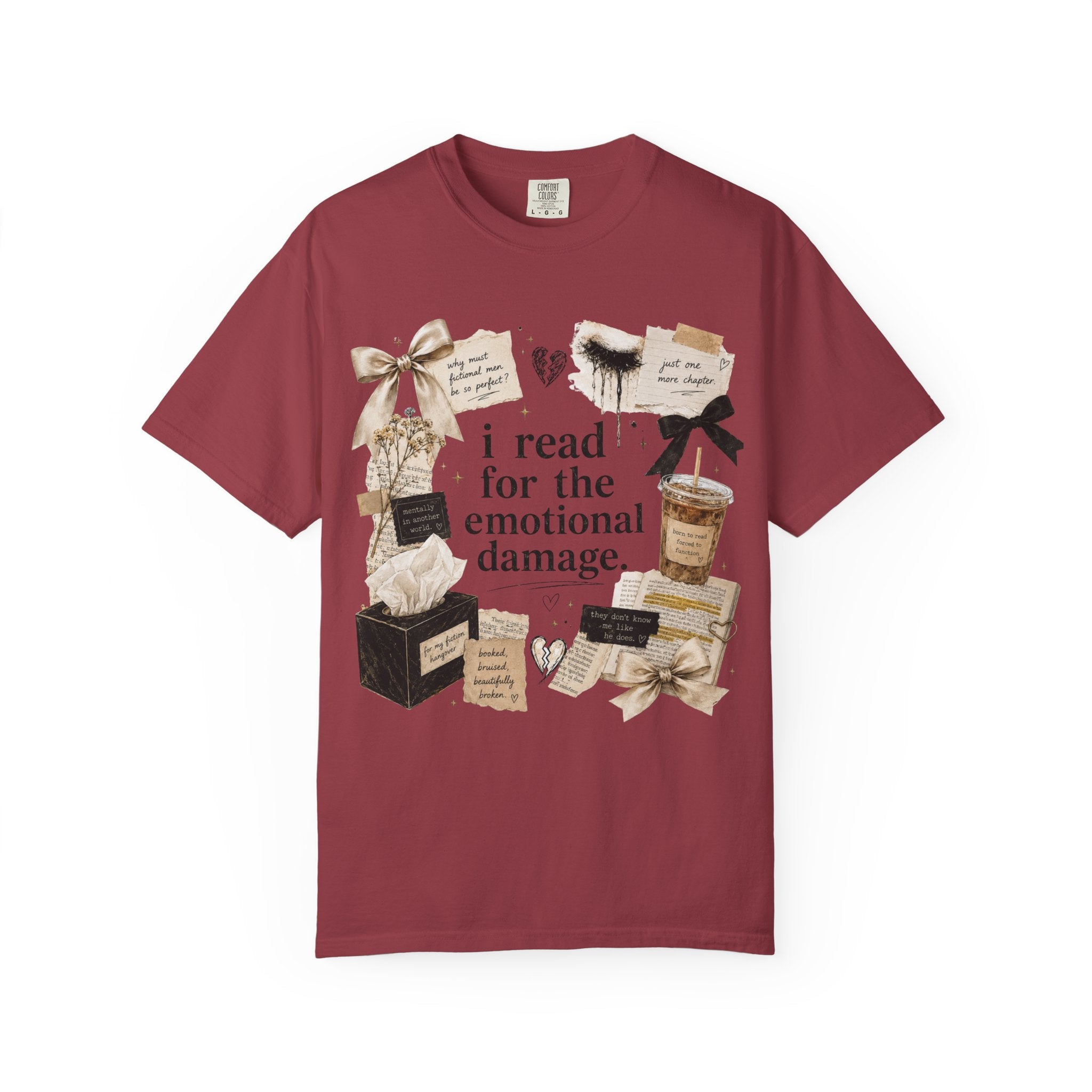 I Read For The Emotional Damage T-Shirt — Book Lover Graphic Tee