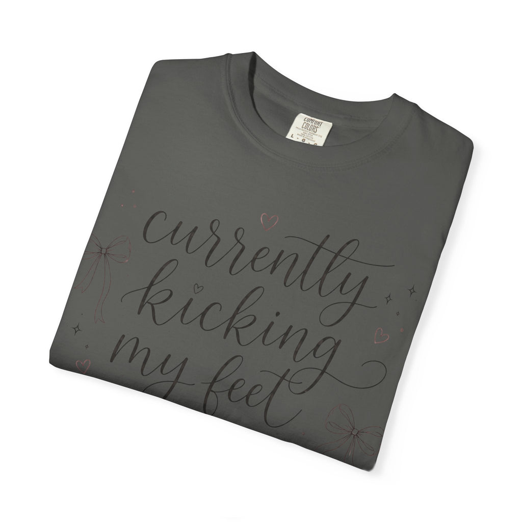 Graphic T-Shirt — “Currently Kicking My Feet Over Fictional Men” Printed Tee for Book Lovers