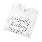 Graphic T-Shirt — “Currently Kicking My Feet Over Fictional Men” Printed Tee for Book Lovers