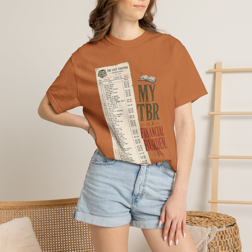 T-Shirt — "My TBR Is a Financial Burden" Book Lover Tee