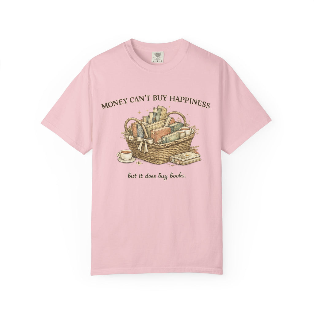 Book Lover T-Shirt — "Money Can't Buy Happiness but it Does Buy Books" Graphic Tee