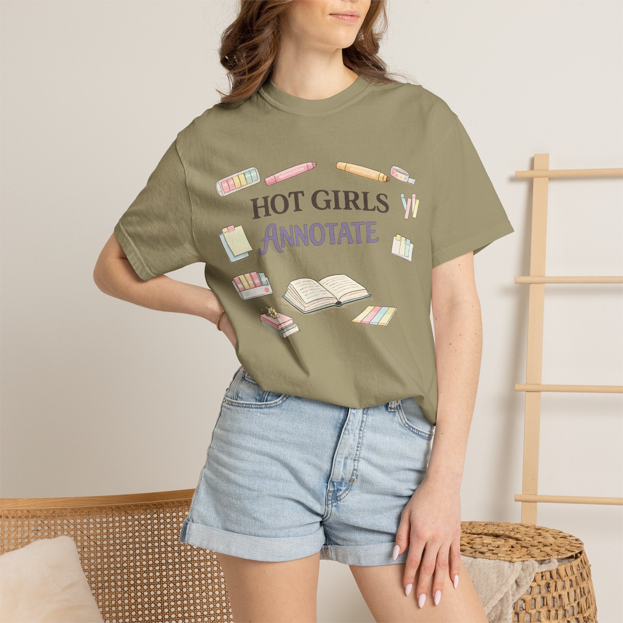 Hot Girls Annotate T-Shirt — Cute Study/Bookish Graphic Tee for Students & Readers