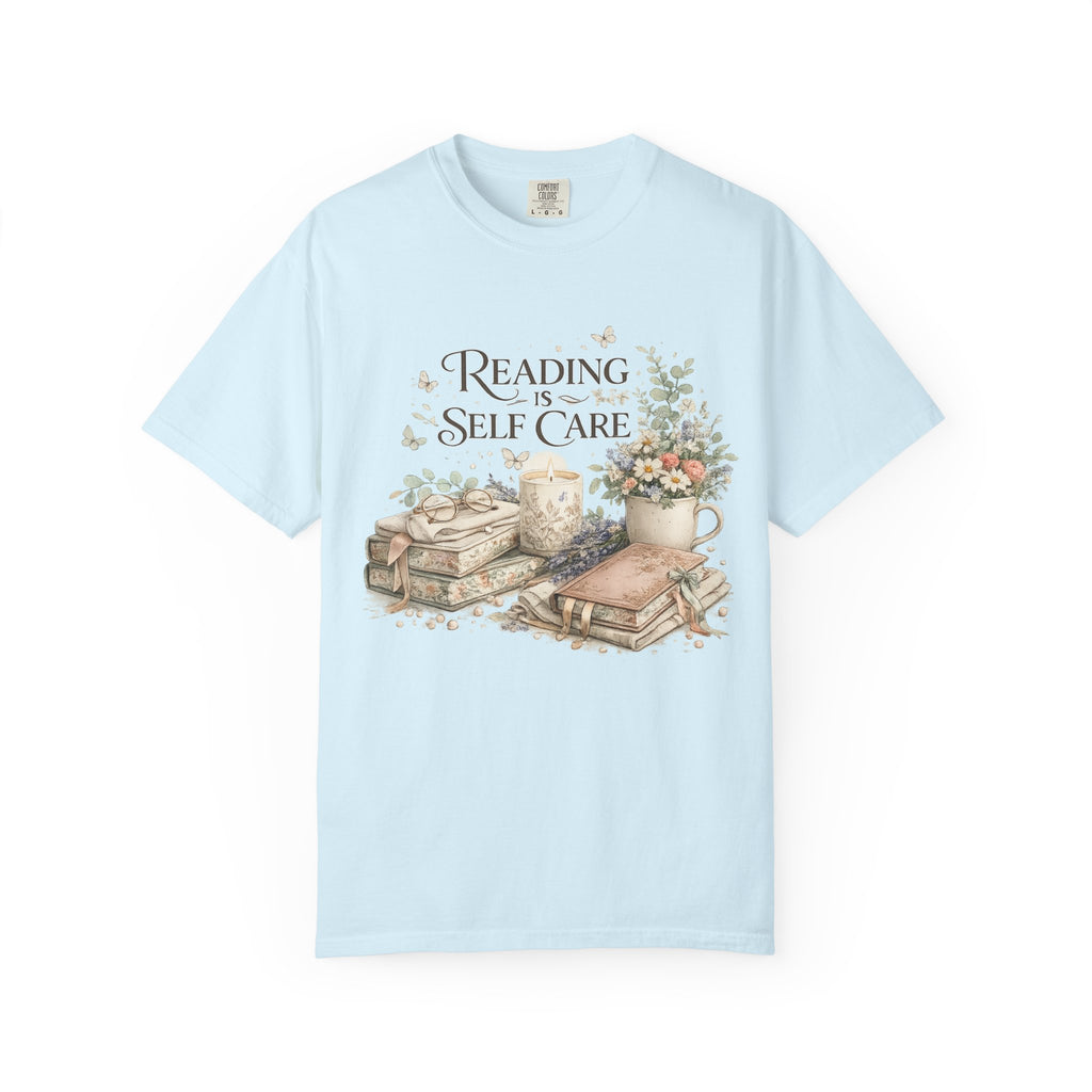 Reading Is Self Care T-Shirt — Cozy Floral Book Lover Tee