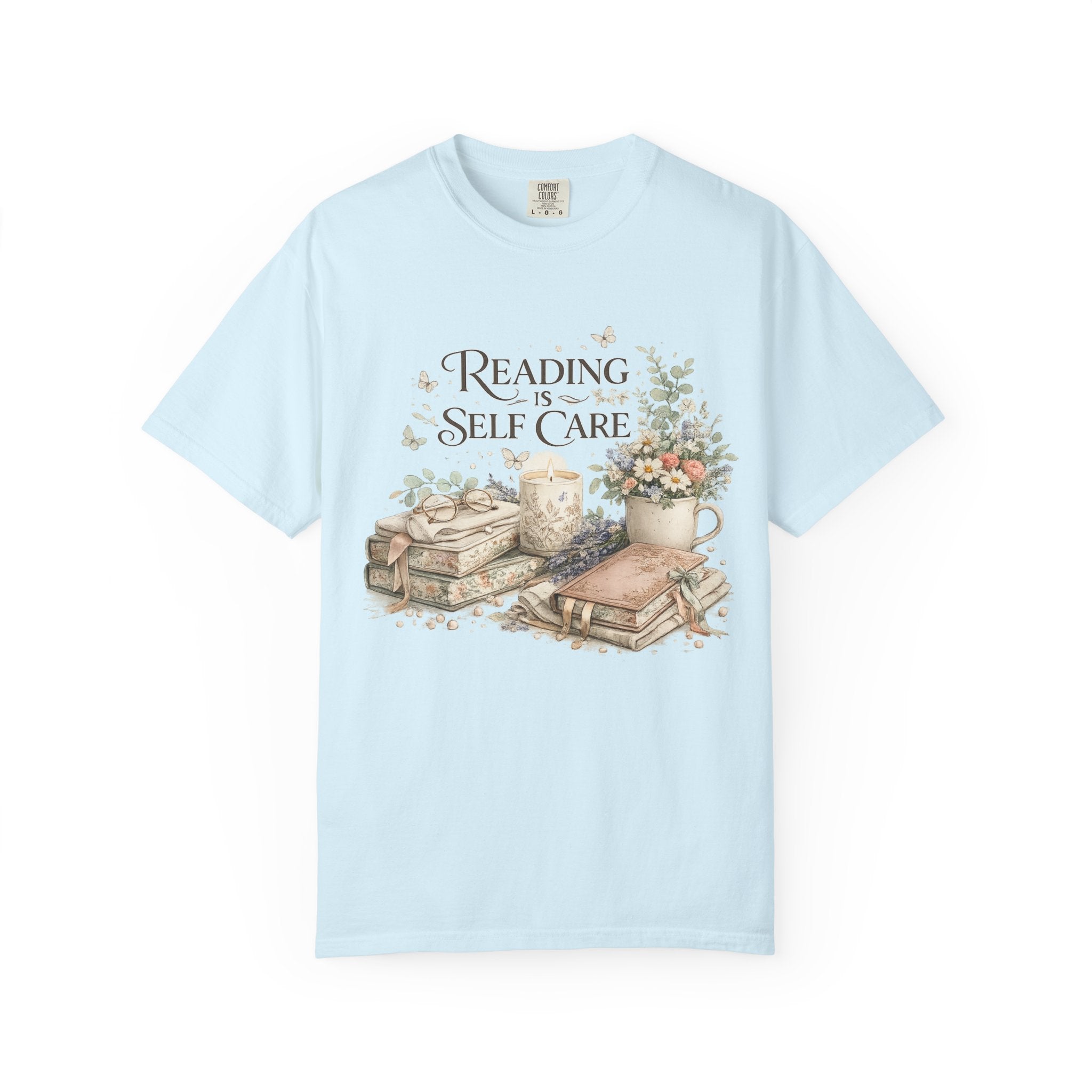 Reading Is Self Care T-Shirt — Cozy Floral Book Lover Tee
