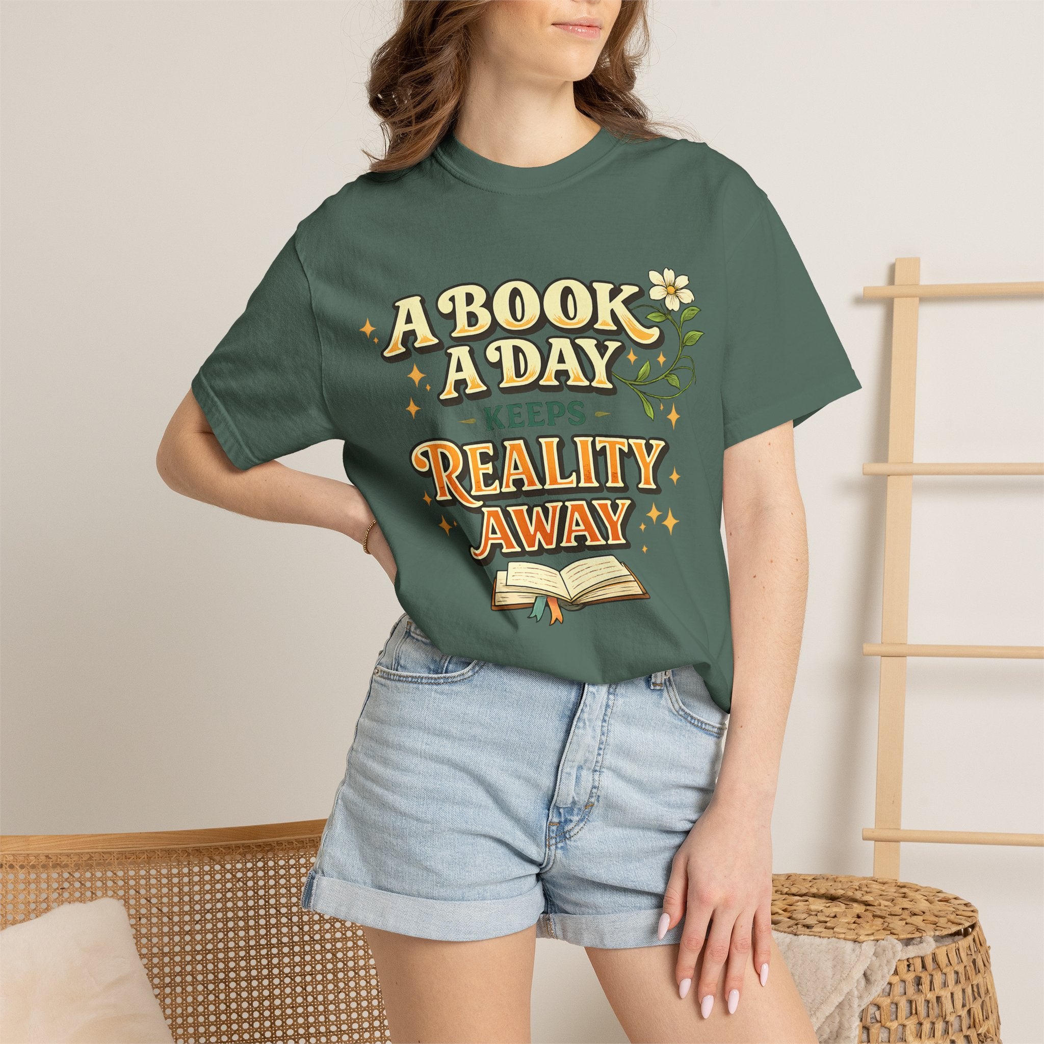 T-Shirt — “A Book A Day Keeps Reality Away” Vintage Reading Tee