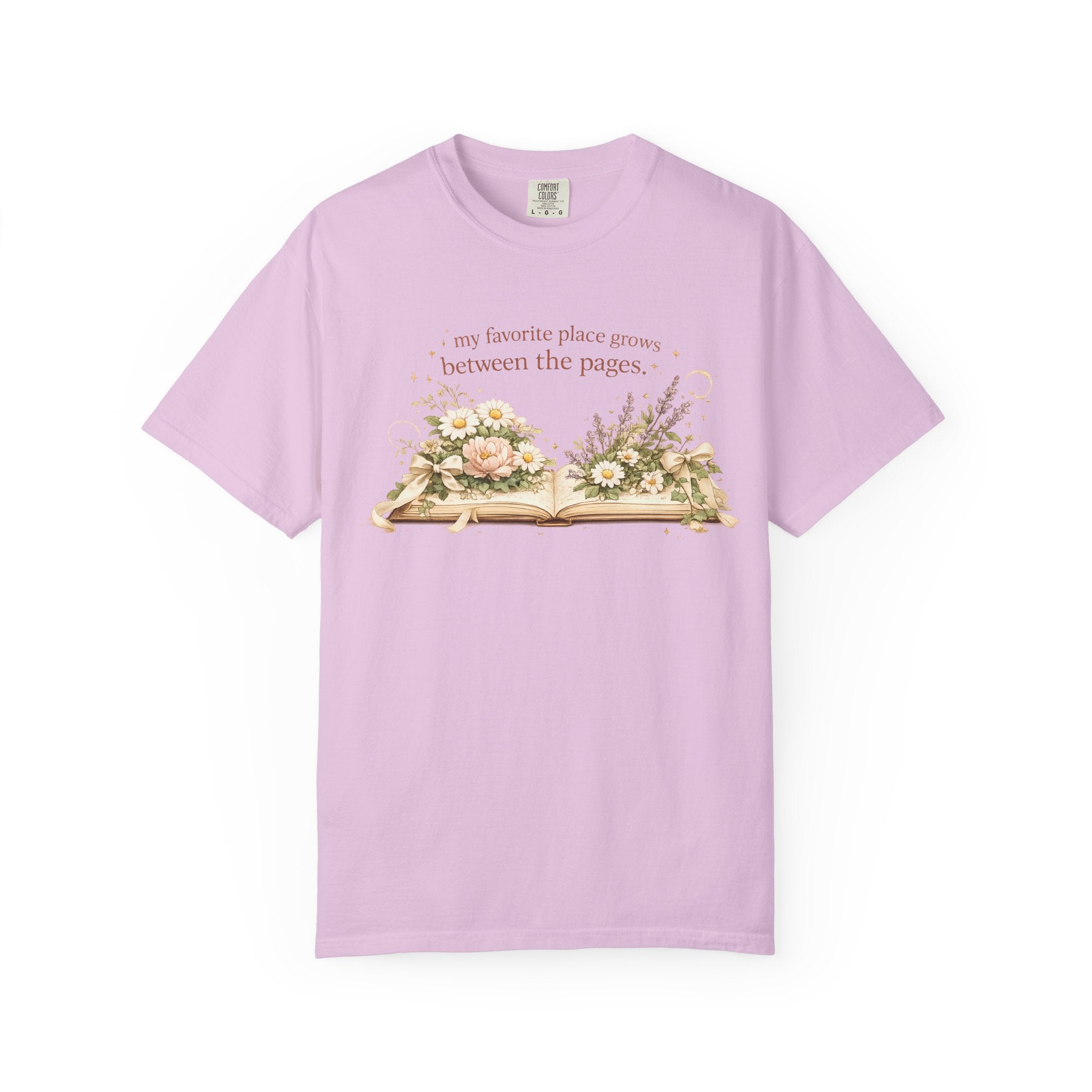 Book Lover Floral T-Shirt — "My favorite place is between the pages" Reading Tee