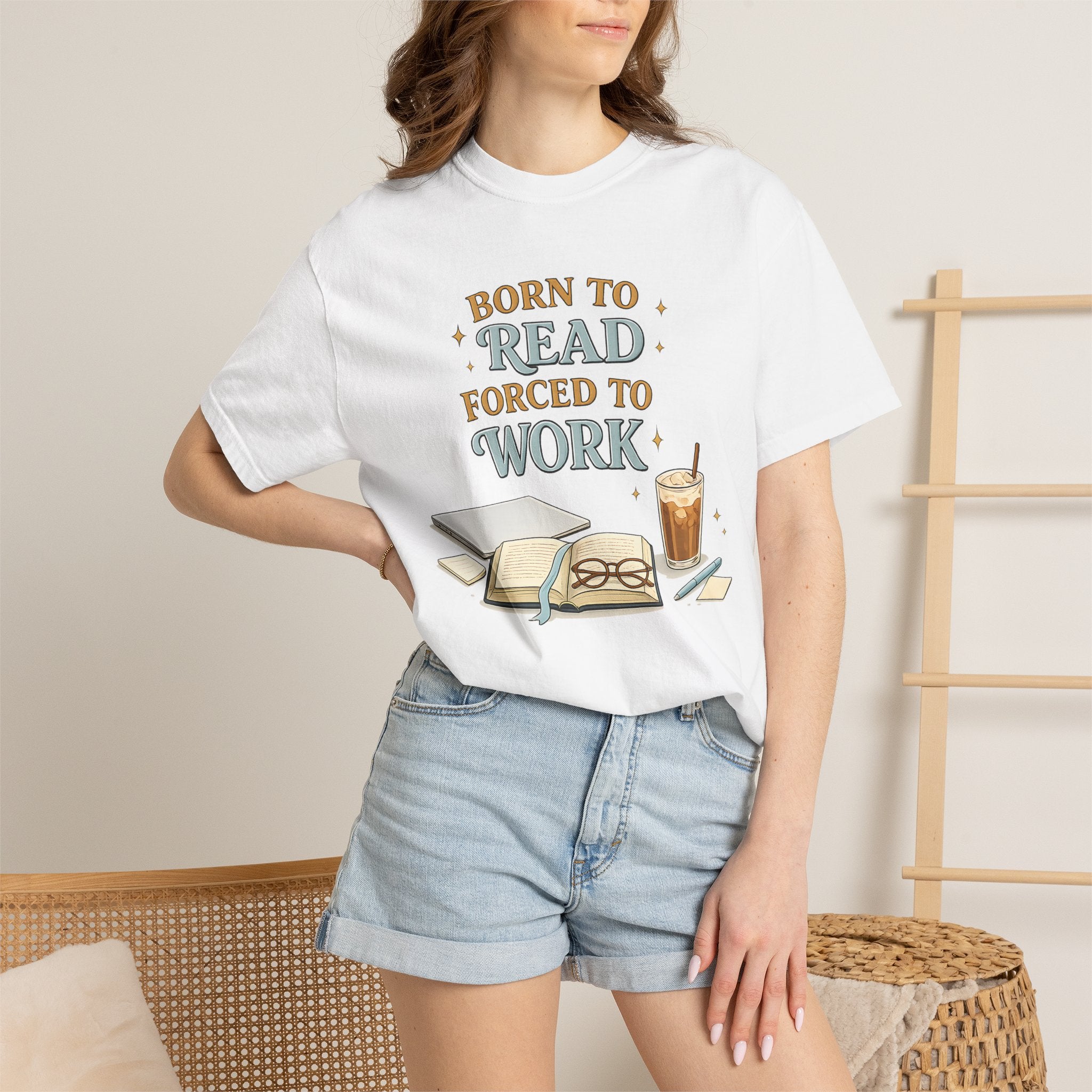 Reading Lover T-Shirt — "Born to Read, Forced to Work" Graphic Tee
