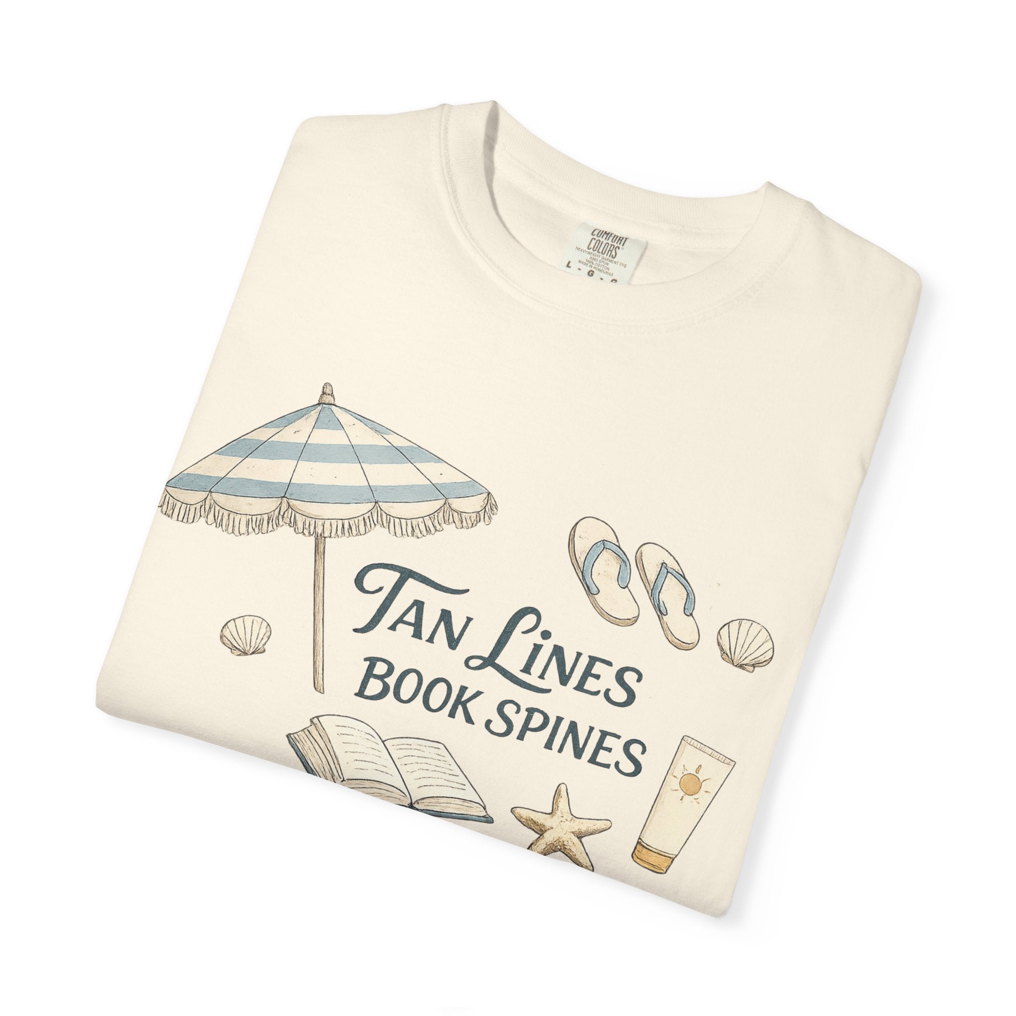 Beach Reading T-Shirt — "Tan Lines, Book Spines" Summer Graphic Tee