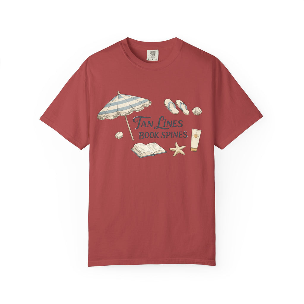 Beach Reading T-Shirt — "Tan Lines, Book Spines" Summer Graphic Tee