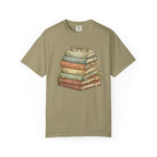 Vintage Stack of Books T-Shirt — Literary Reader Tee with Glasses Design