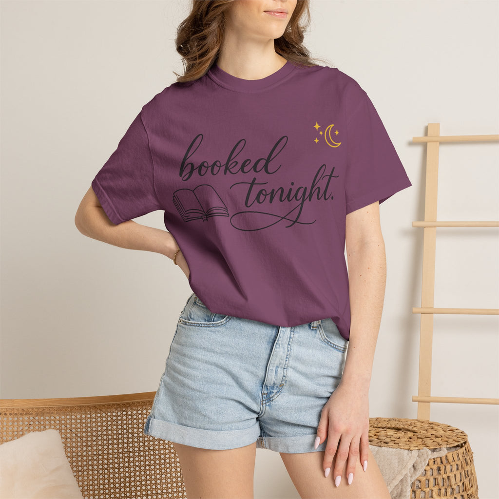 Booked Tonight T-Shirt — Cozy Reading Graphic Tee