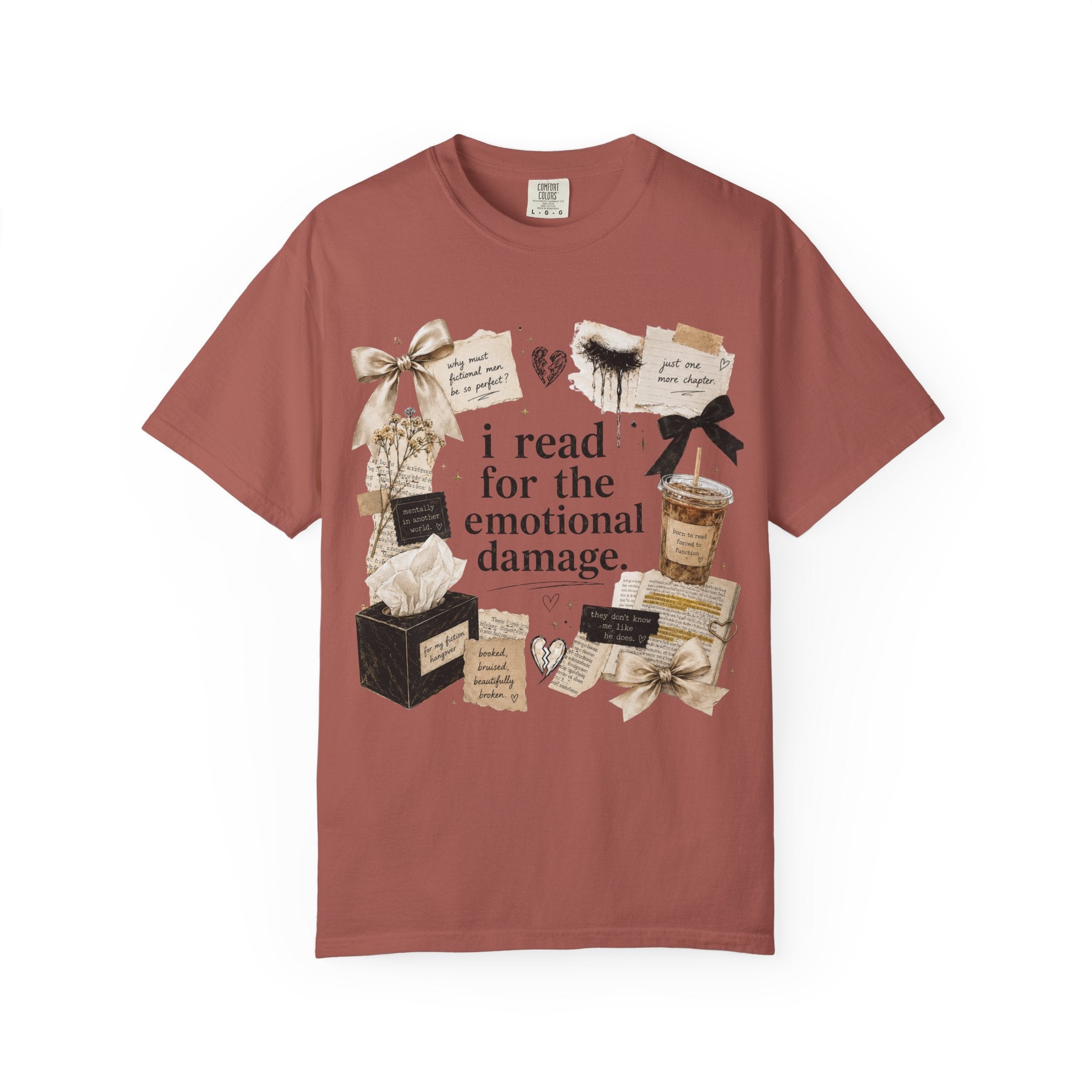 I Read For The Emotional Damage T-Shirt — Book Lover Graphic Tee
