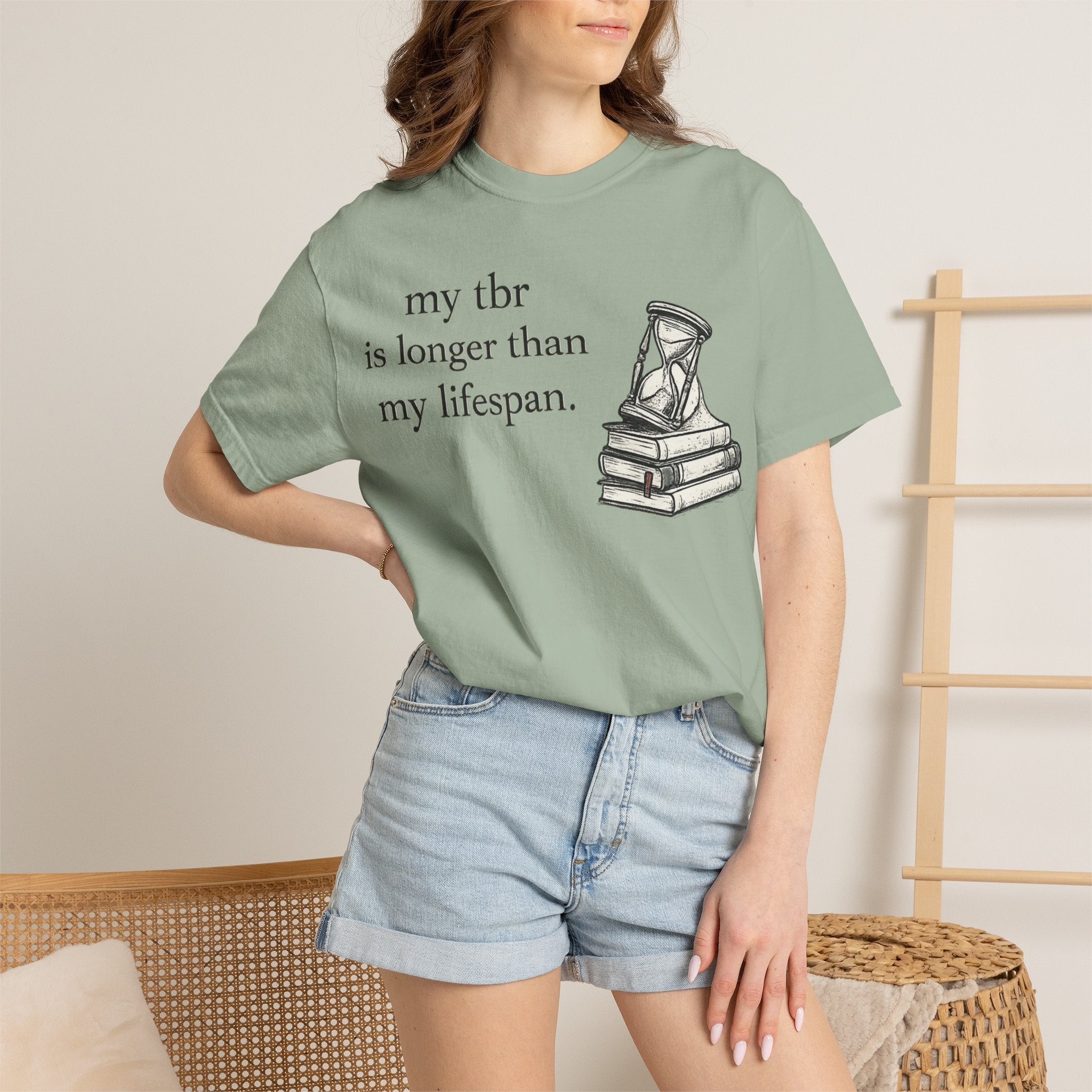 Book Lover T‑Shirt — “my tbr is longer than my lifespan” Graphic Tee