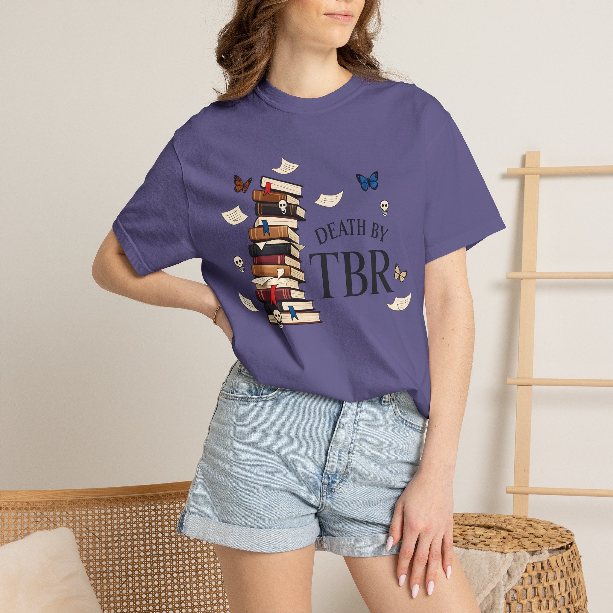 Death by TBR Book Stack T-Shirt — Reader Gift Graphic Tee