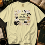 I Read For The Emotional Damage T-Shirt: Book Lover Collage in Banana - Comfort Colors® T-Shirt